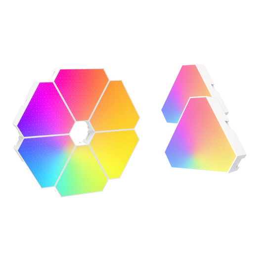 Visual TriLight – 8 stk. LED RGB trekantet vegglampe, smart app-styring (Tuya)