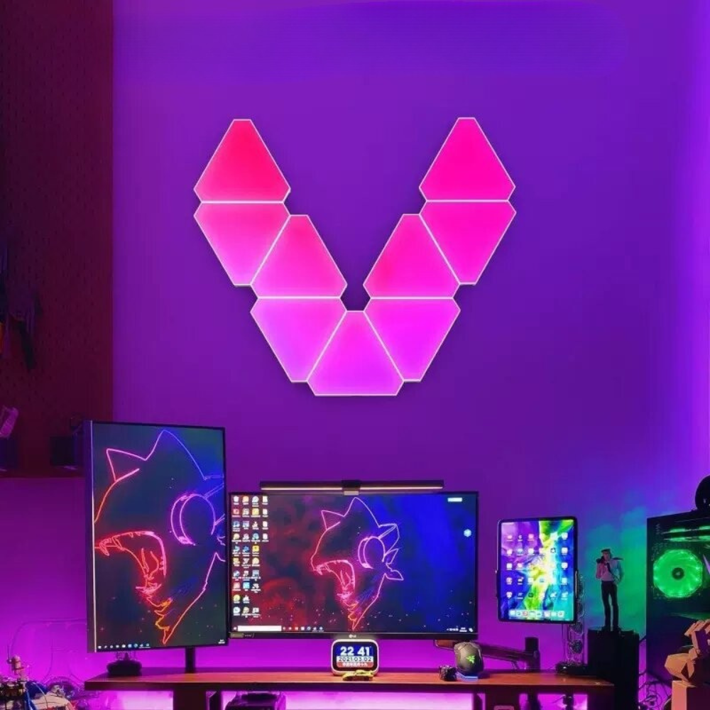 Visual TriLight – 8 stk. LED RGB trekantet vegglampe, smart app-styring (Tuya)