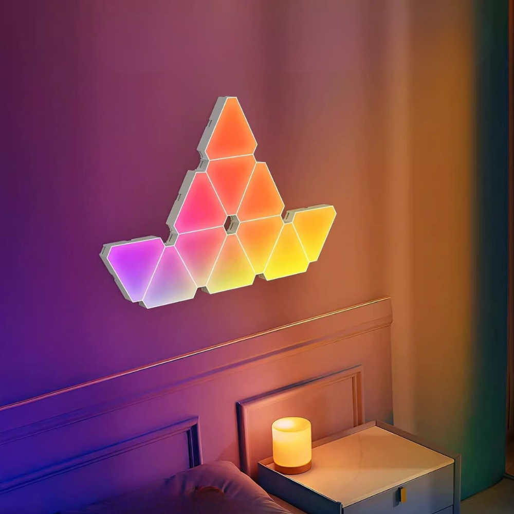 Visual TriLight – 8 stk. LED RGB trekantet vegglampe, smart app-styring (Tuya)